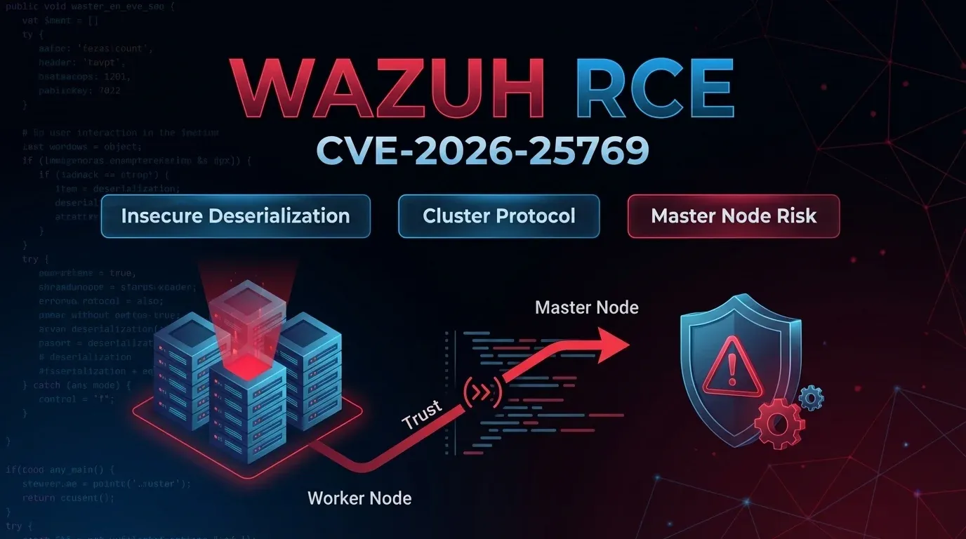 CVE-2026-25769: Wazuh cluster flaw enables RCE on master