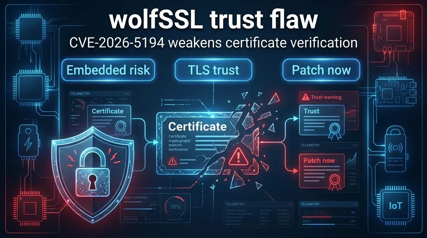 CVE-2026-5194 weakens wolfSSL certificate trust in embedded deployments