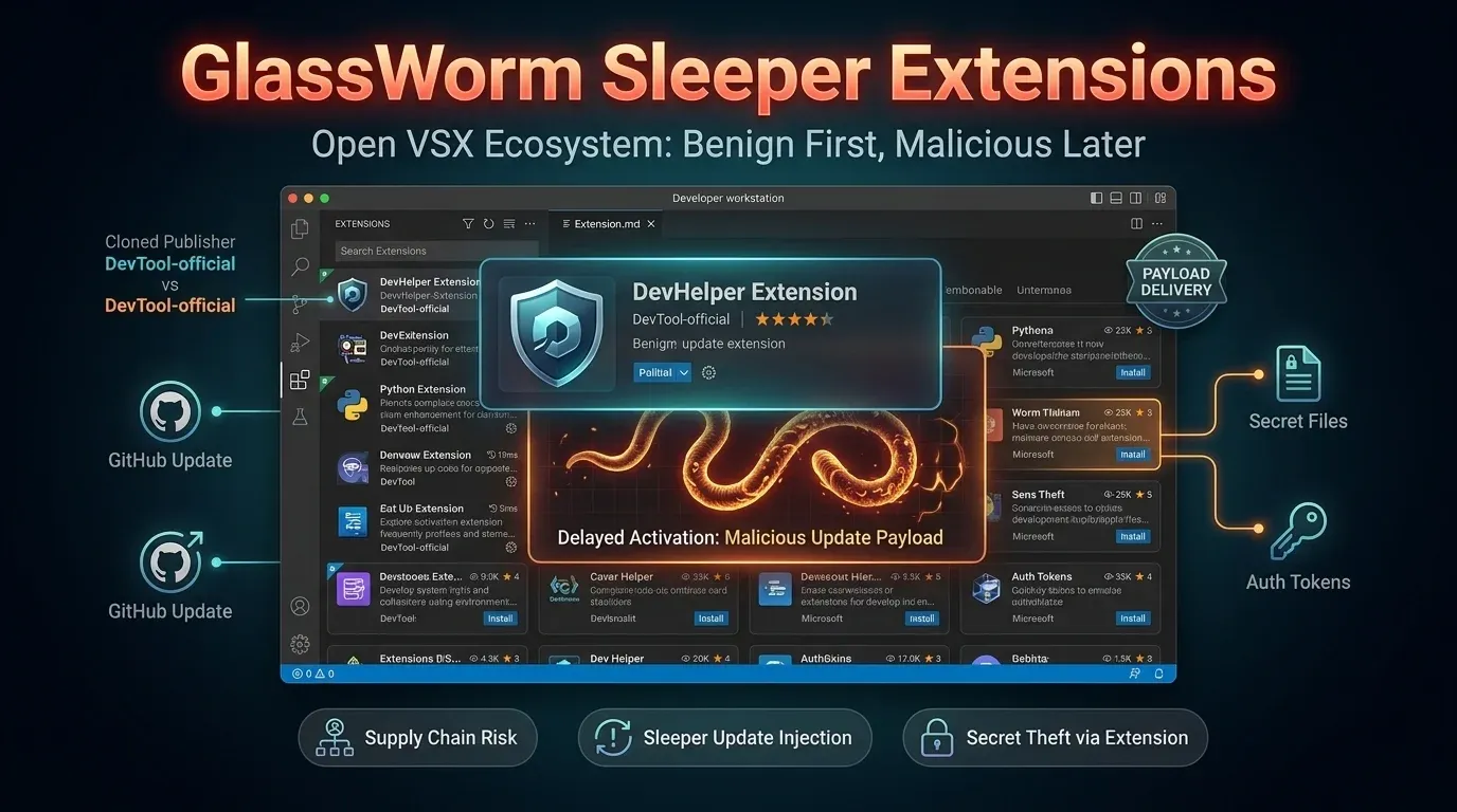 GlassWorm sleeper extensions turn Open VSX updates into a malware delivery path